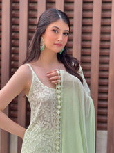 Dreamy Lime Ombré Lace Strappy Kurta Set (set of 3)